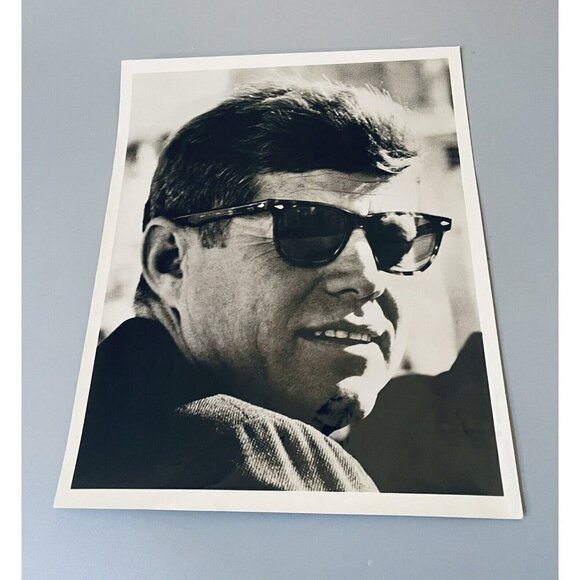 John F. Kennedy JFK B&W Glossy Photo Poster in Sunglasses 8x10” Picture - Picture 1 of 2